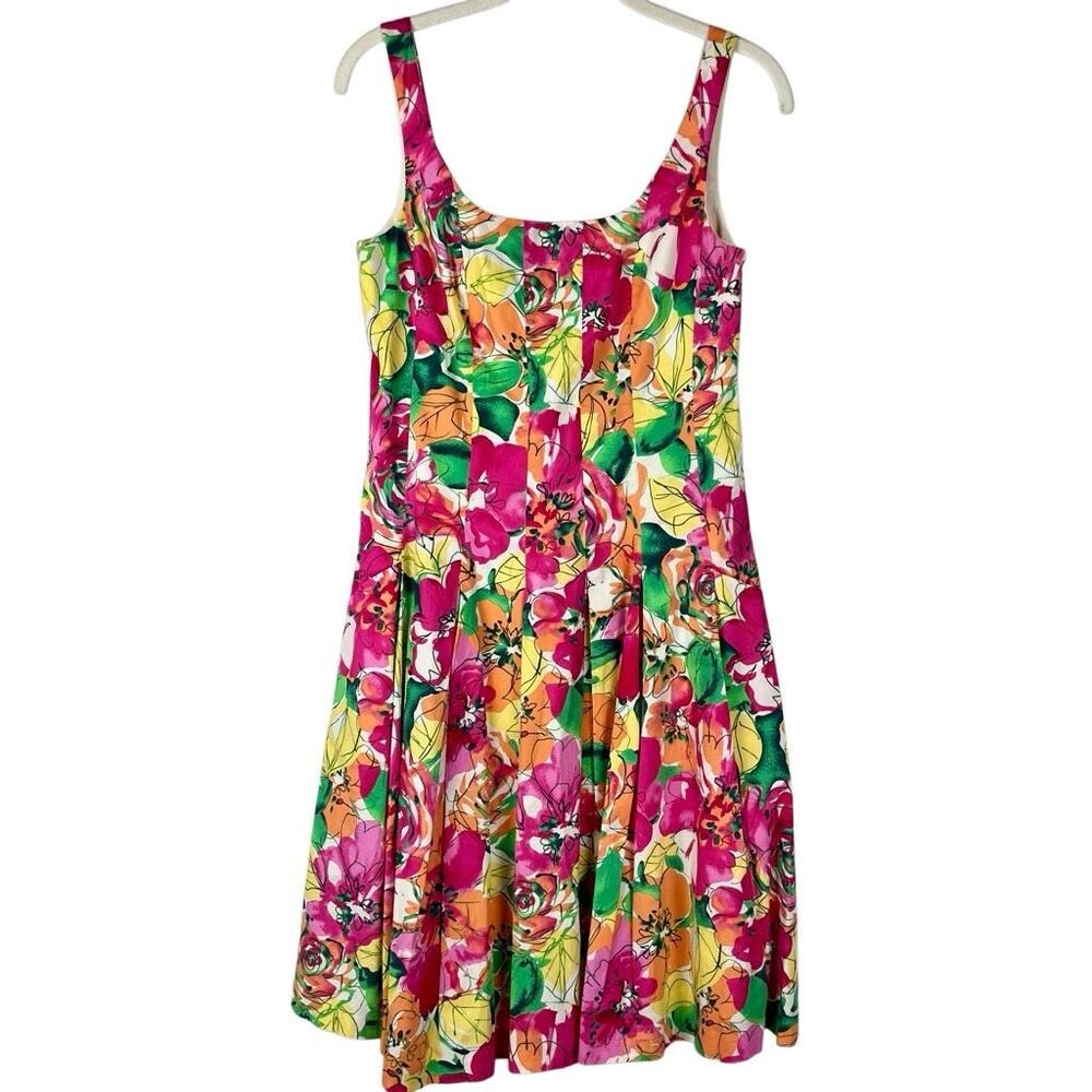 American Living Vibrant Multicolored Watercolor Floral Fit-and-Flare Dress 4